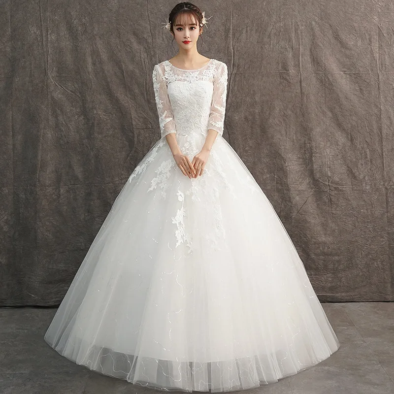 High Waist Pregnant Women Wedding Dress Long Sleep Lace Bridal Gowns Custom Dress Vestidos De Novia Nemidor Robe De Soiree