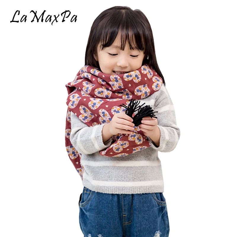 LaMaxPa Fashion Children Cotton Scarf Boys Girls Classic Print Scarf