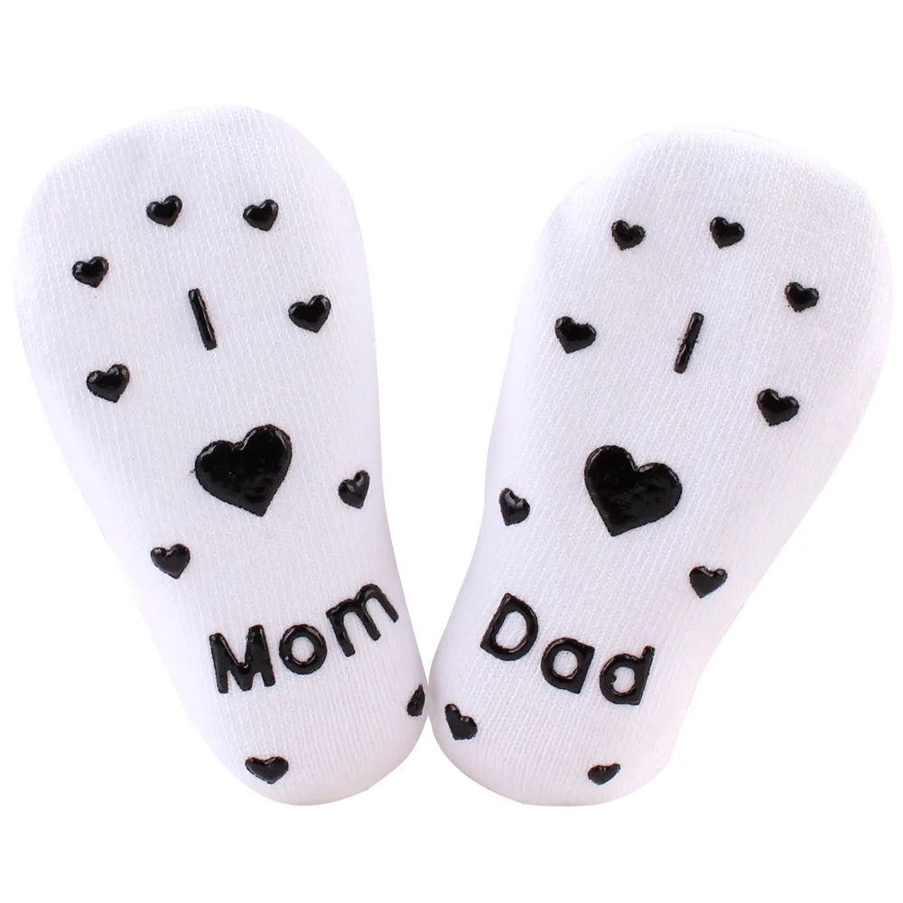 Infant Baby socks Boy Girl Anti Slip Floor Socks Love Mama Papa Letter Socks Soft comfortable Calcetines de bebe 1pair=2pcs