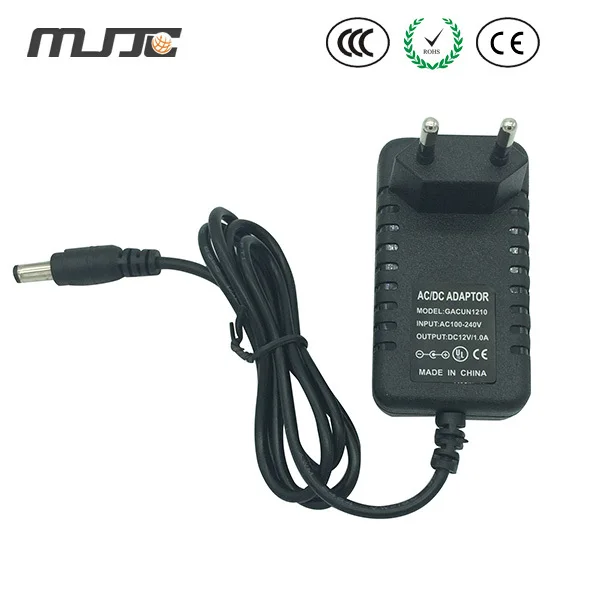 

MJJC 12V 1A stripped led Wall Mount Adapter Power Adapter 12w Power Supply with U.S. / EU Standard Plug for wide usage