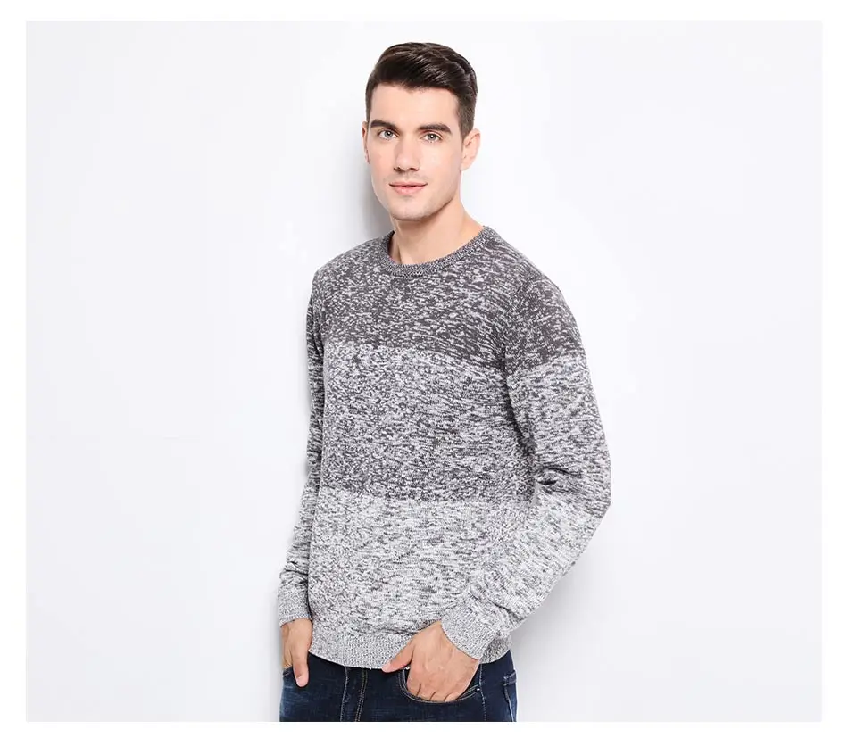 Новый осенне-зимний брендовый свитер для мужчин модный тренд с круглым вырезом Slim Fit Зимний пуловер для мужчин 100% хлопок вязаный свитер для