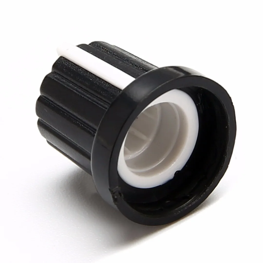 Perilla potenciómetro Agujero Eje 6 mm 20 X 15 mm empuje de plástico blanco Control de sonido