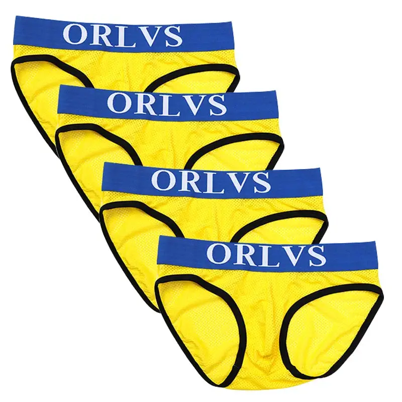 ORLVS 4 шт. Сетчатое мужское Сексуальное белье мужские трусы Мужское нижнее Cueca Gay