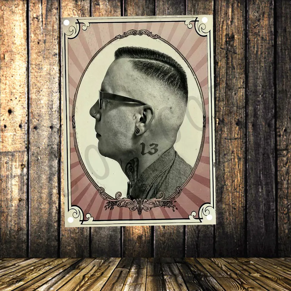 

Shabby chic barbershop tattoo flag banner vintage poster wall sticker tapestry cloth painting hair salon beauty salon home decor