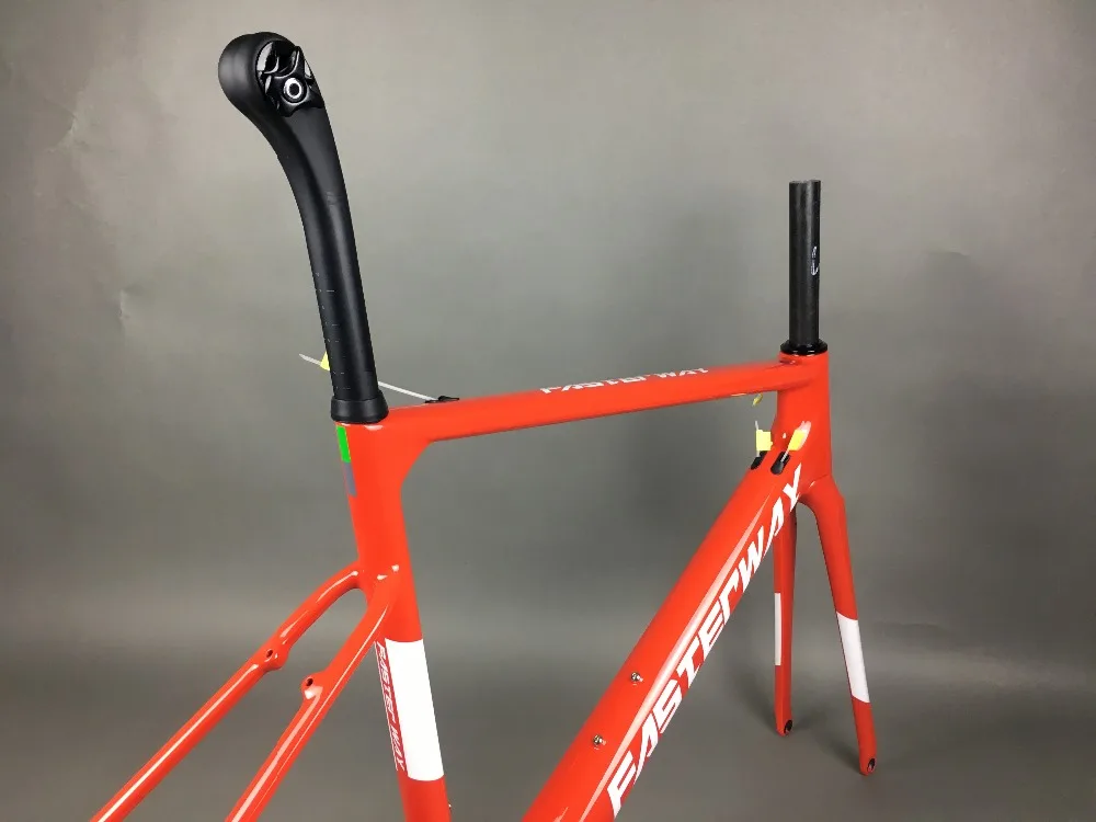 Discount white red with black  FASTERWAY classic carbon road frameset UD weave carbon bike frame:Frameset+Seatpost+Fork+Clamp+Headset 90