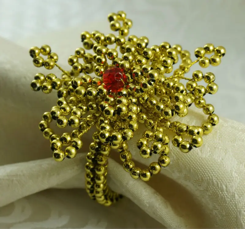 glass beaded flower napkin ring ,acrylic napkin holder,in Napkin Rings