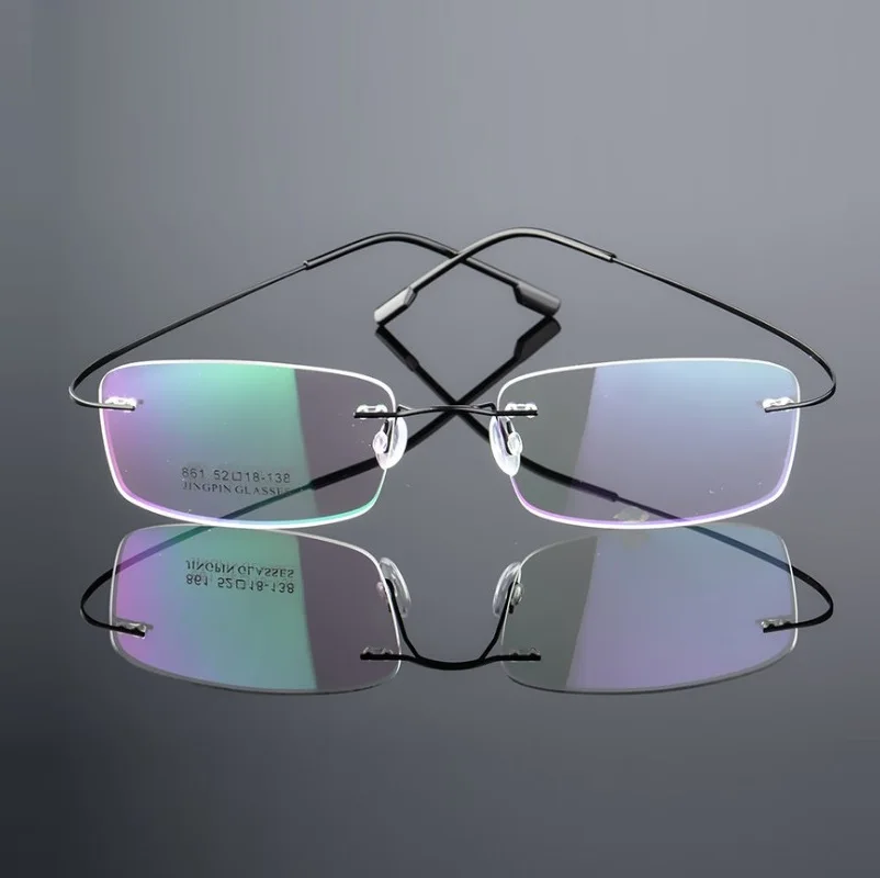 

New metal frameless memory frame ultra light men eyewear glasses women eyeglasses frames Hinge type rimless eyewear