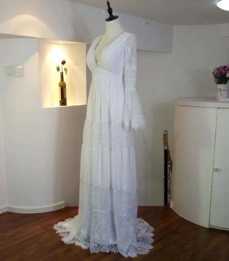 Gwendolyn богемное свадебное платье es с v-образным вырезом кружевное винтажное летнее свадебное платье для невесты Франция очаровательное Горячее предложение Gelinlik Vestido De noiva