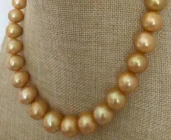 

GORGEOUS HUGE 13-15MM ROUND GOLD PEARL NECKLACE 18INCH 36"