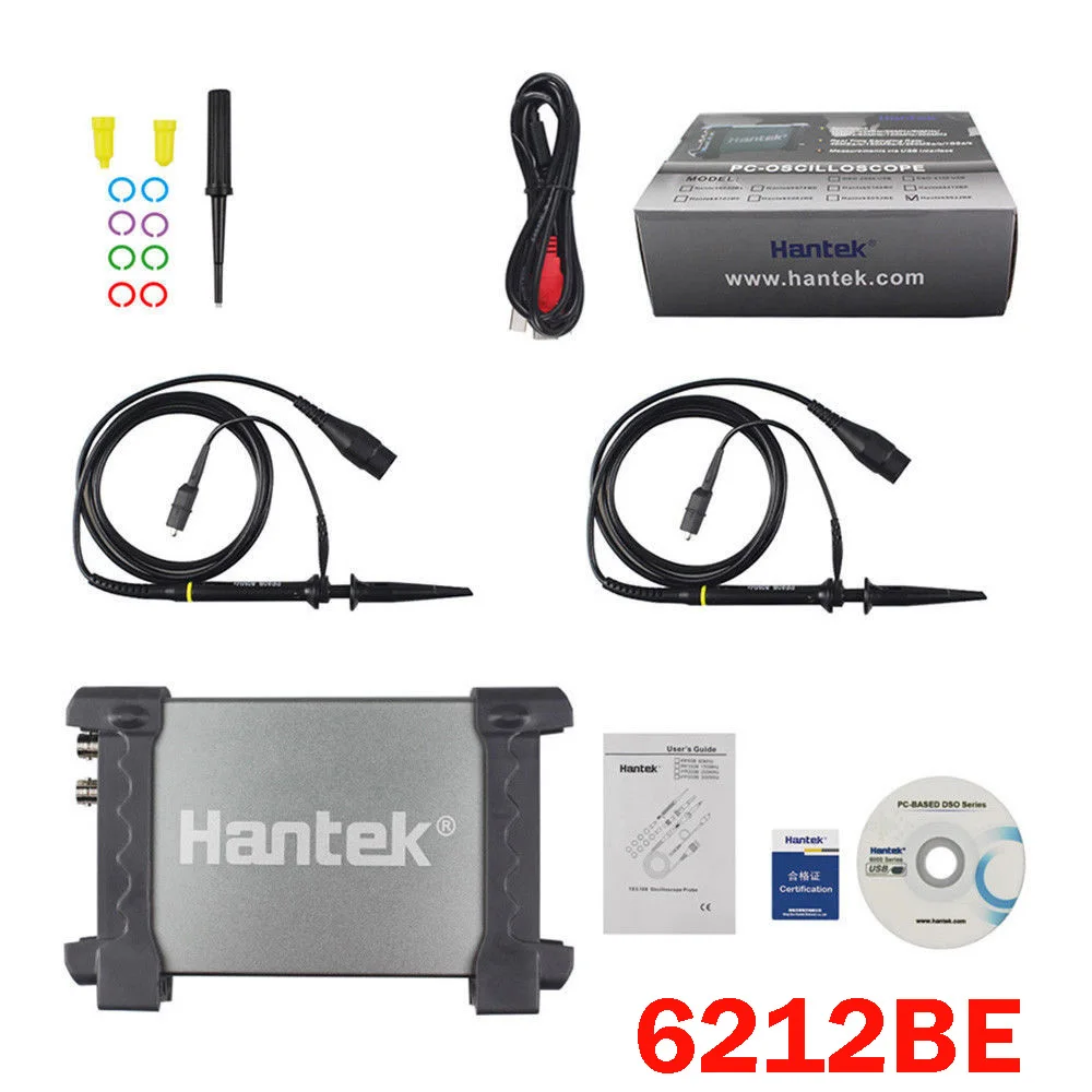 

Hantek 6212BE 200MHz Digital Multimeter Oscilloscope Logic Analyzer Tester USB 2 Channels Handheld Portable PC based Storage