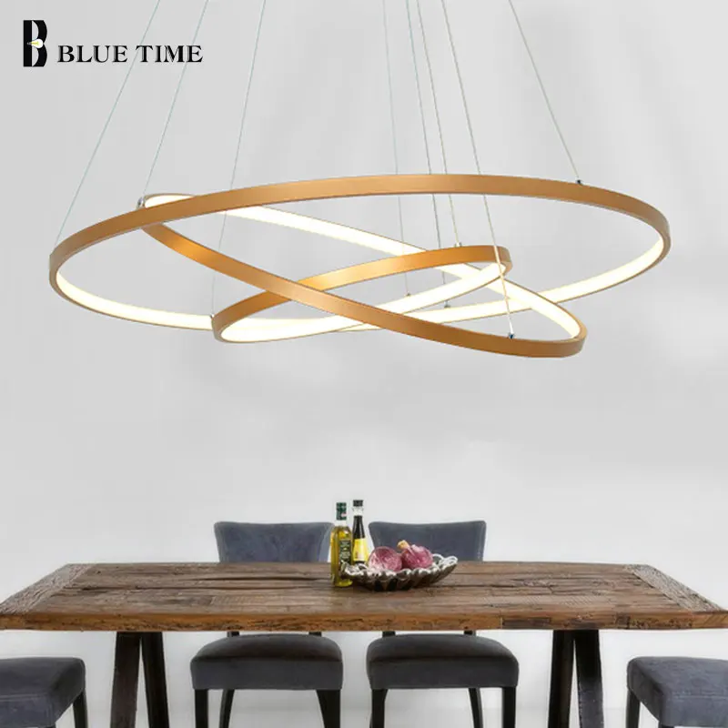 

Golden Single Ring Circle Modern LED Pendant Light For Living Room Dining Room LED Lustre Pendant Lighting Size 60cm 70cm 100cm