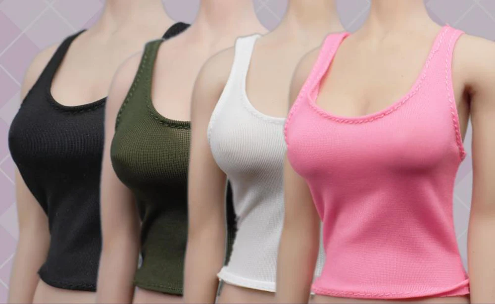 

1/6 Scale Low Cut Stretch Vest Sleeveless Shirt Female Sexy Accessory for 12'' Seamless Action Figure