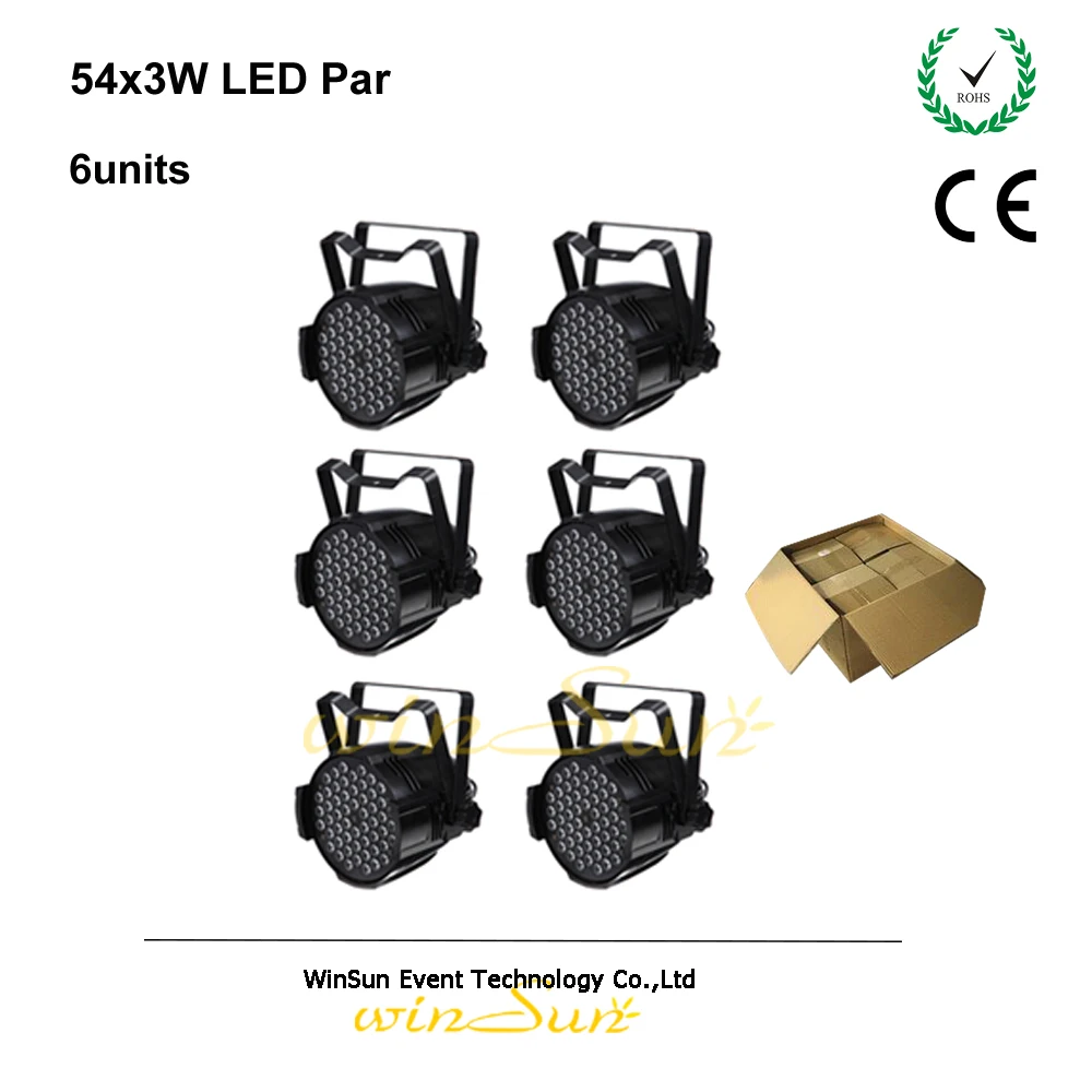 Litewinsune 54*3 ватт триколор RGB DMX Par LED Диско DJ сценическое освещение 6 шт/коробка| |