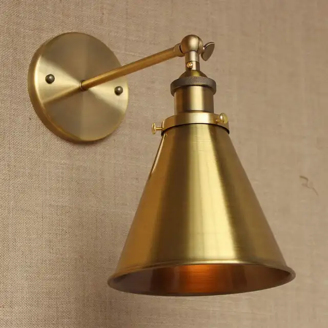 LOFT Antique Gold Metal Adjust Wall Lamp For Workroom Bathroom LOFT antique gold metal adjust wall lamp for workroom Bathroom Vanity Lights study bedroom bar cafe - LOFT Antique Gold Metal Adjust Wall Lamp For Workroom Bathroom