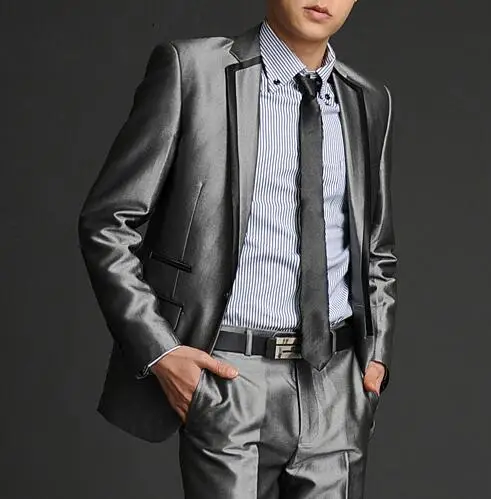 日用品の通販なら 新着ブランド 衣類スリム男性スーツセットパンツとトリムメンズスーツ結婚式新郎フォーマルドレススーツ パンツ黒グレー 販売直販 Mascontal Com Br