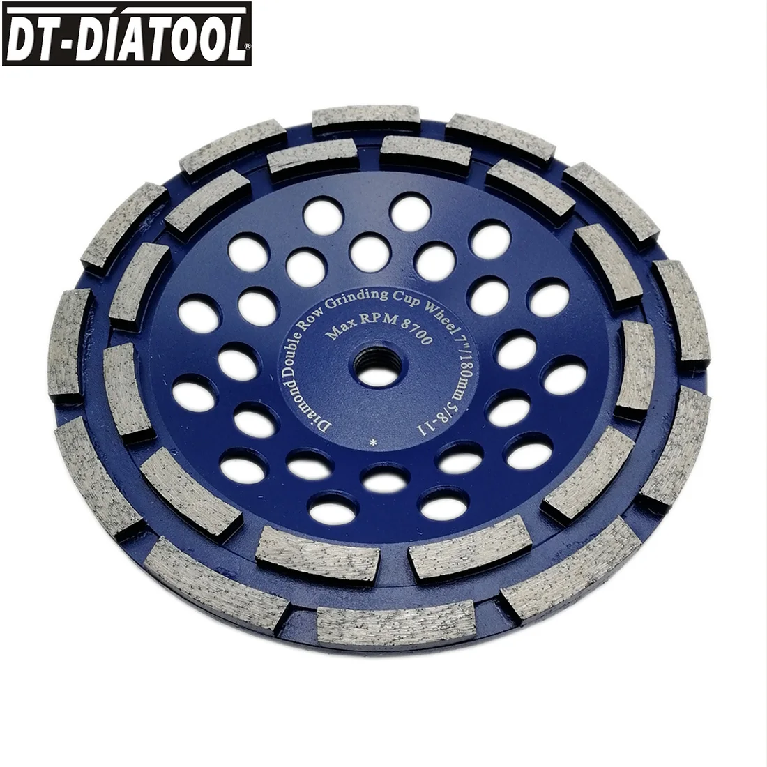 

DT-DIATOOL 1pc Premium Double Row Diamond Grinding Cup Wheel 5/8-11 thread for Concrete Brick Hard Stone Granite Dia 7inch/180mm