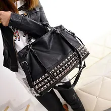 Niet frauen Pu-leder Handtasche Neue 2017 Mode Silber/Schwarz Rindsleder Frauen Messenger Bags Schulter Handtasche Große taschen Z474