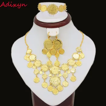 

Arab Coin Sets Jewelry Women/Girls Gold Color Necklace/Earrings/Bracelet Islamic Muslim Metal Coin set African/Ethiopian Items