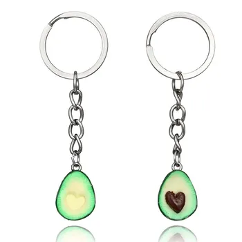 

New Lovely jewelry fruit key chain 3D chain ceramic soft avocado High Quality New Brand Handmade key chain jewelry