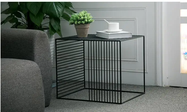 Iron edge a few fashionable minimalist modern coffee table sofa corner creative American small square table metal side table .