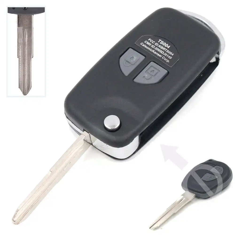 

KEYECU Modified Folding Remote Key Case Shell 2 Button for Suzuki Vitara Swift Ignis SX4 Liana Alto with Button Pad