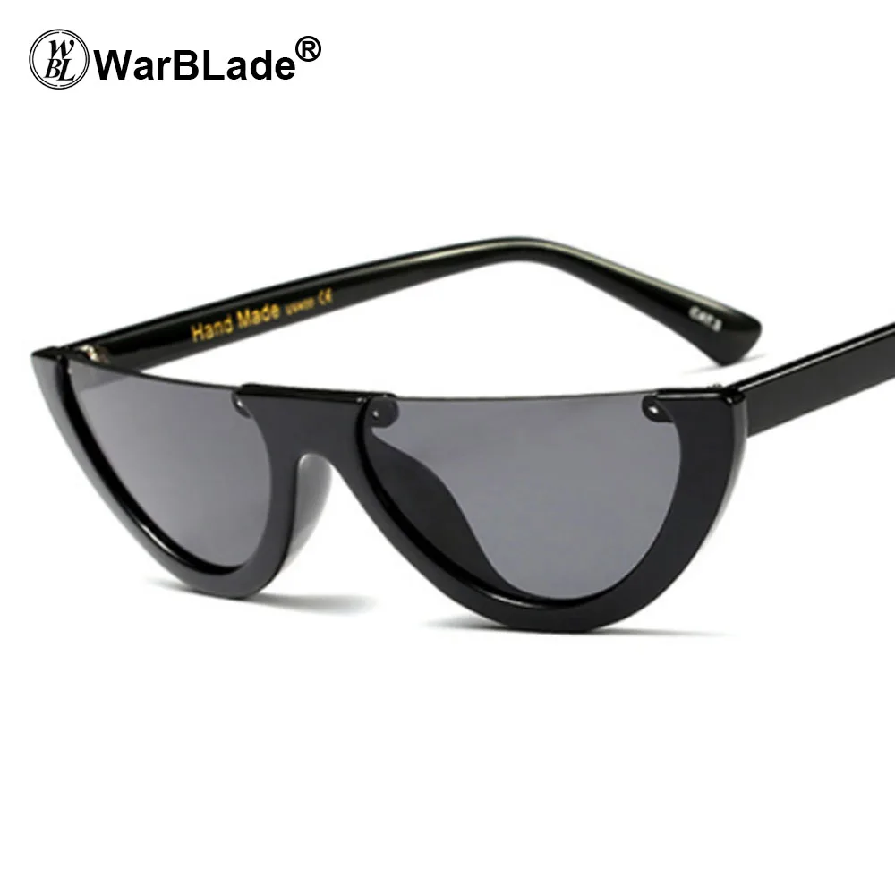 WarBLade 10 цветов, модные женские солнцезащитные очки кошачий глаз, брендовые дизайнерские винтажные женские очки с прозрачными линзами, UV400 Oculos de sol - Цвет оправы: black grey