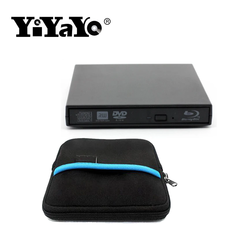 

YiYaYo USB 2.0 Bluray External CD/DVD ROM BD-ROM Optical Drive Combo Blu-ray Player Burner Recorder for Laptop Comput +Drive bag