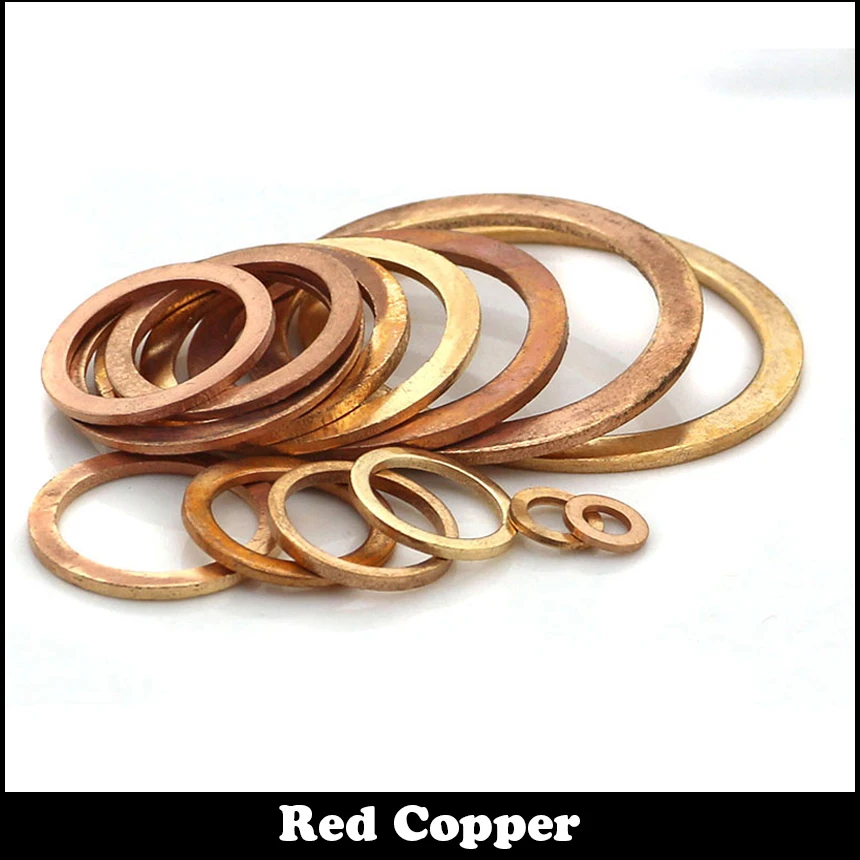 

50pcs M10 M10x14x1 M10*14*1 DIN7603 Plain Ring Gasket Flat Red Copper Washer