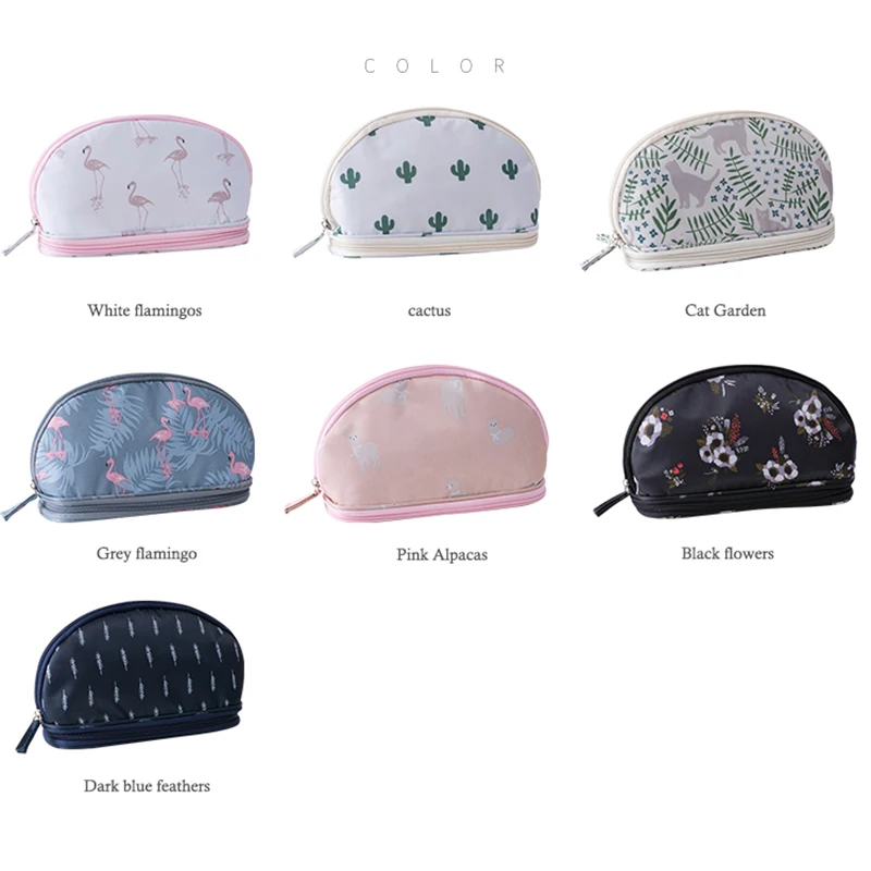 DIHFXX المحمولة فلامنغو التجميل حقيبة مزدوجة طبقة السفر ماكياج حقيبة كيس دائرية يشكلون حقيبة منظم فرش للمرأة الحقيبة DIHFXX المحمولة فلامنغو التجميل حقيبة مزدوجة طبقة السفر ماكياج حقيبة كيس دائرية يشكلون حقيبة منظم فرش للمرأة الحقيبة