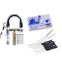 Лидер продаж!, 3 в 1 Слесарь полезно и дешево Инструменты комплект, Джеймс карты, прозрачный Training замок, 10 шт. сломанный ключ Extractor