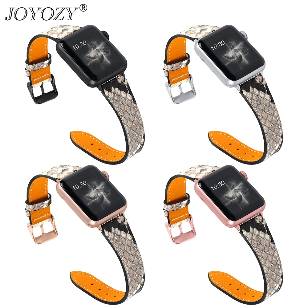 

Joyozy Soft Genuine Leather iwatch Strap Replacement Band with Stainless Steell Clasp for Apple Watch Series 4/3/2/1 38mm 42mm
