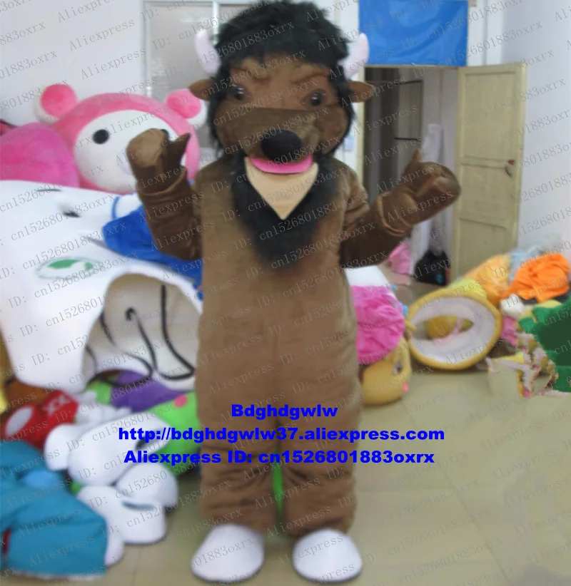 Коричневый Kerbau Buffalo Bison Тур бык рогатый скот талисман костюм мультфильм персонаж день рождения изображение продвижение zx2427