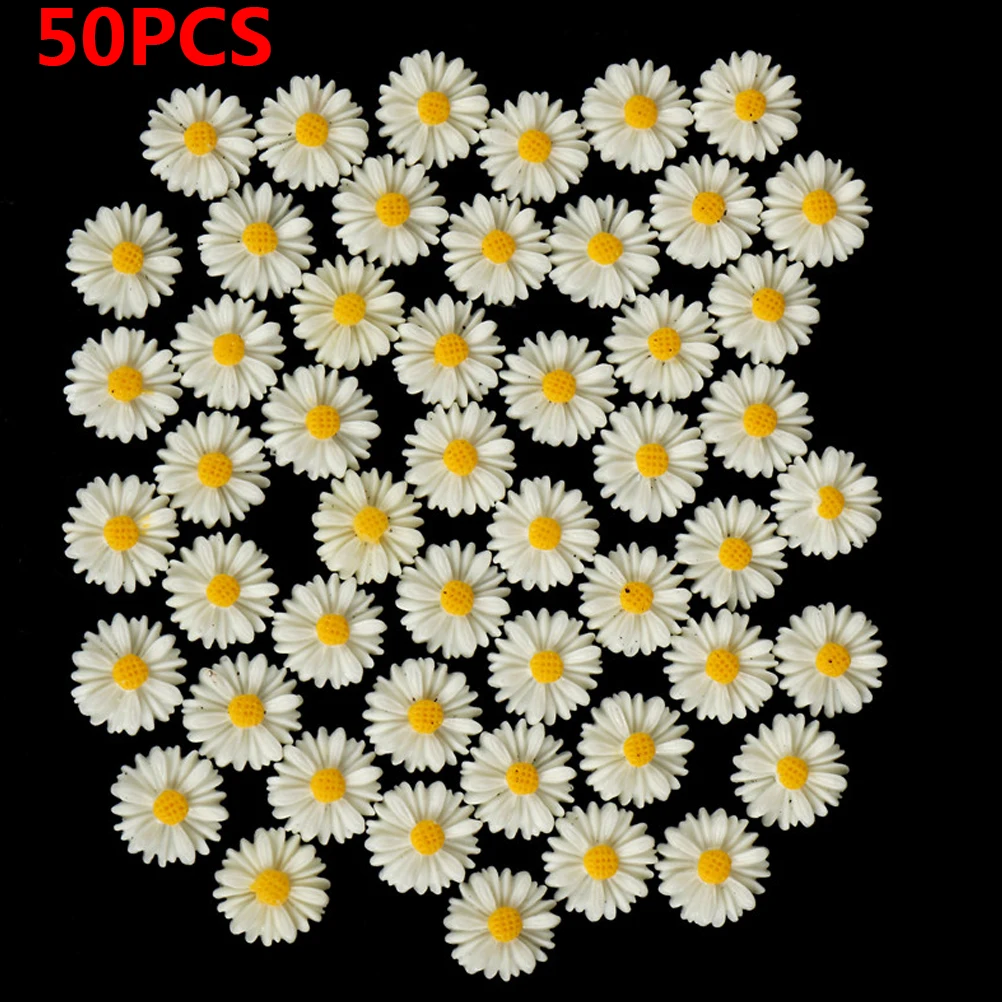 

50PCS 13mm Resin Vintage Style Daisy Flower Flat Back Cameo Cabochon For Jewelry Making Accessories