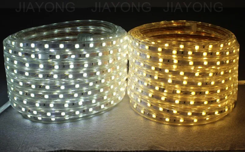 10 м 11.52 Вт/м белый/теплый белый 600led SMD 5050 Светодиодные ленты свет лампы Водонепроницаемый IP66 AC 220 В для гостиная столовая Спальня