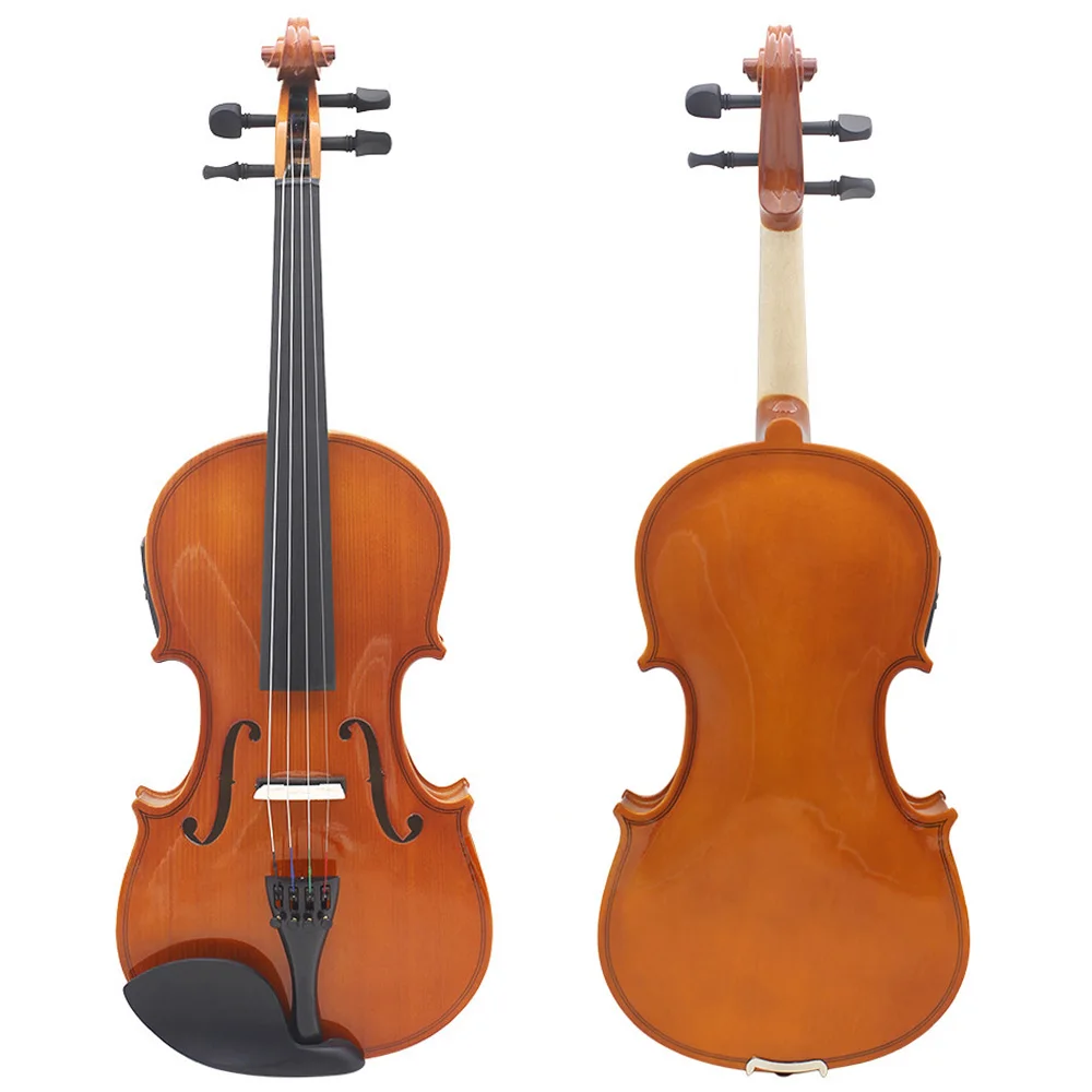

Natural Acoustic EQ Violin Fiddle 4/4 Full Size Violin Solid Wood Spruce Face Board with 6.35mm Wire Bow Rest Rosin String Case