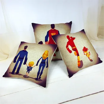 

New Arrival Hot Sale Cartoon Super Hero Printed warm Home Textiles Cotton Linen Pillow Case Cushion Cover cojines
