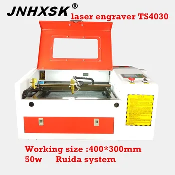 

JNHXSK 50W 4030 small mini Desktop CO2 laser engraver TS4030 Ruida system 110V/220V CNC laser cuteer for Acrylic leather glass