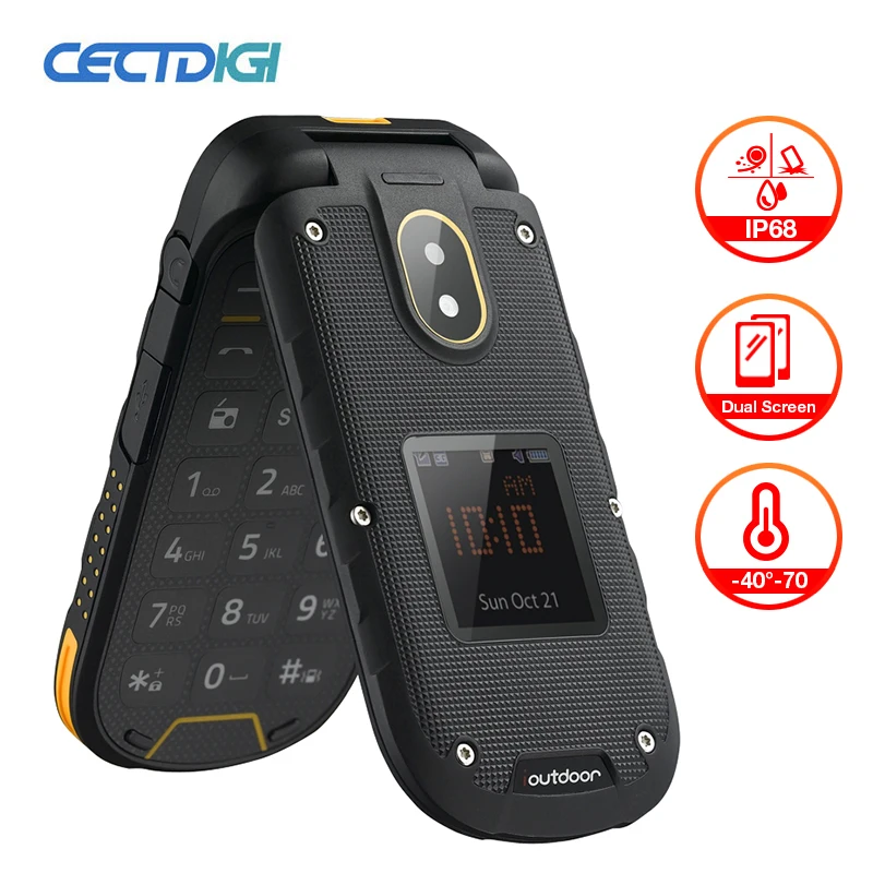 

Ioutdoor F2 Three-Prevention Feature Slim Flip Rugged Waterproof Dual Display Docking Station SOS Torch LED Senior Mobile Phone