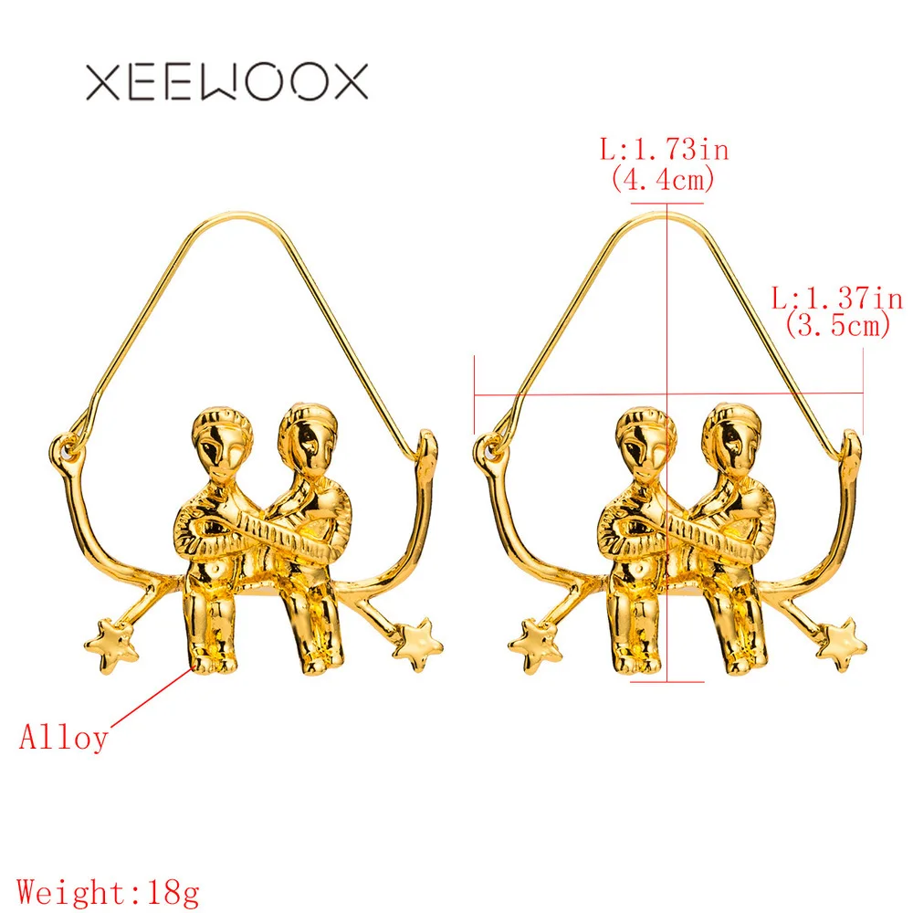 XEEWOOX 2019 Новые простые модные серьги золотого цвета для женщин большие полые