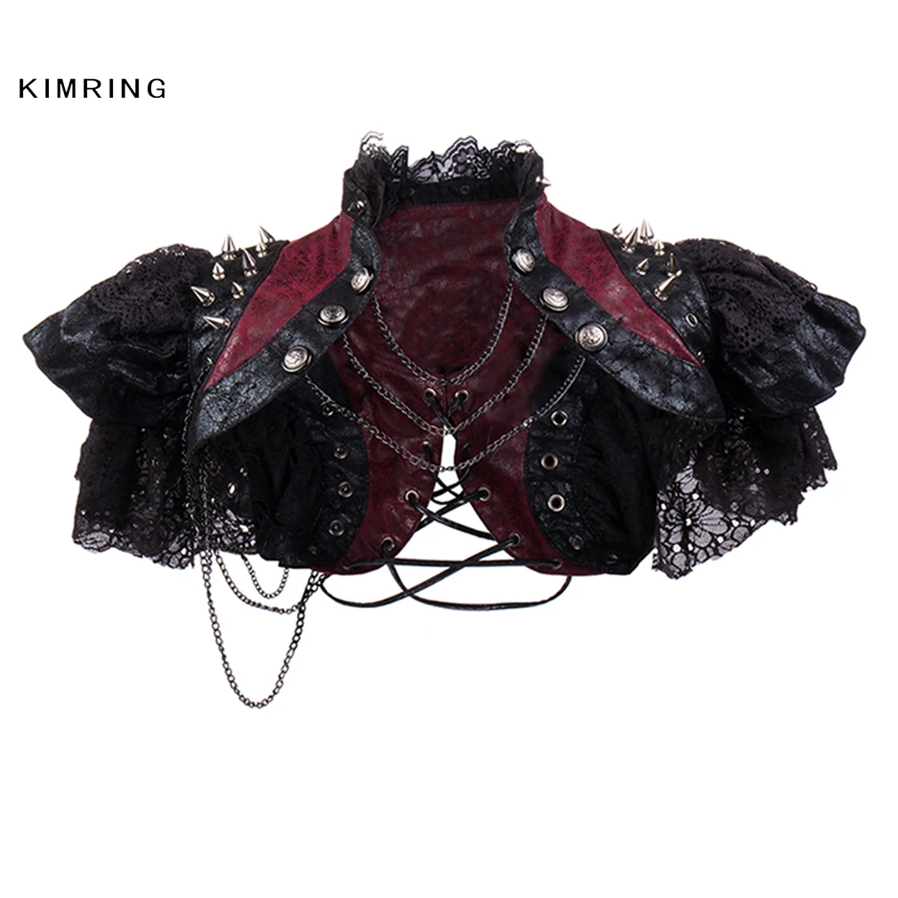 Kimring Винтаж парча стимпанк Болеро Готический заклепки болеро с корсетом Ретро