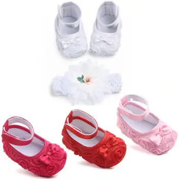 

Baby Sweet Girl Lace Flower Hairband Floral Shoes Band Headband Prewalker Grace Baby Casual Shoes