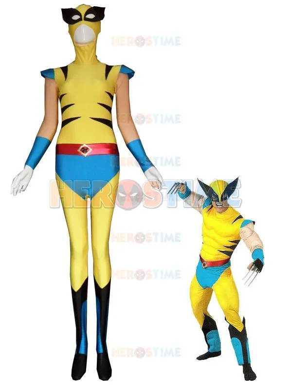 X Men 1 Superheo Costume Yellow Blue Lycra Spandex Fullbody X Men