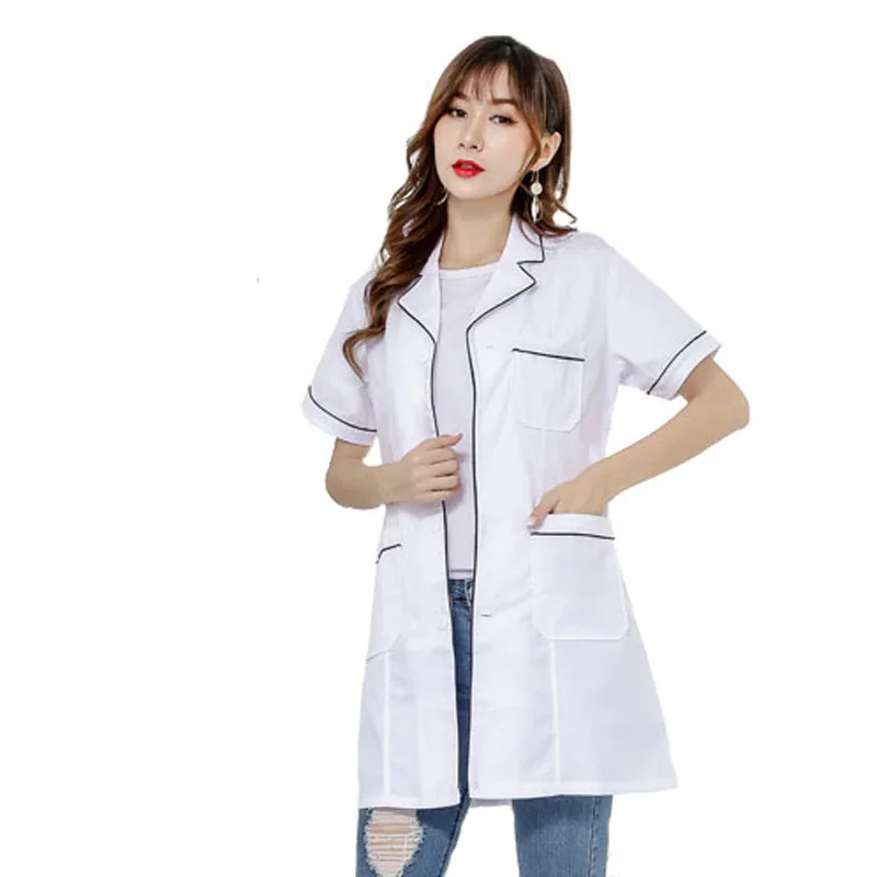 Женское модное платье с лацканами с коротким рукавом Lab Coat (Mock wrap)