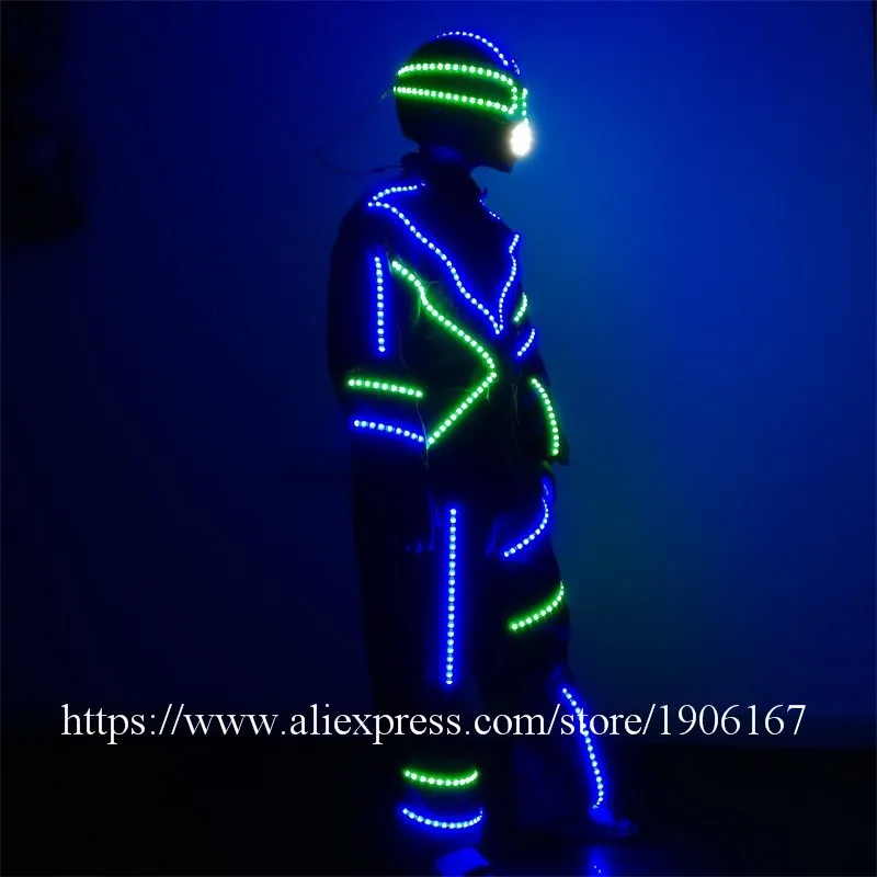 Led luminous dancewear robot suit party clothes05