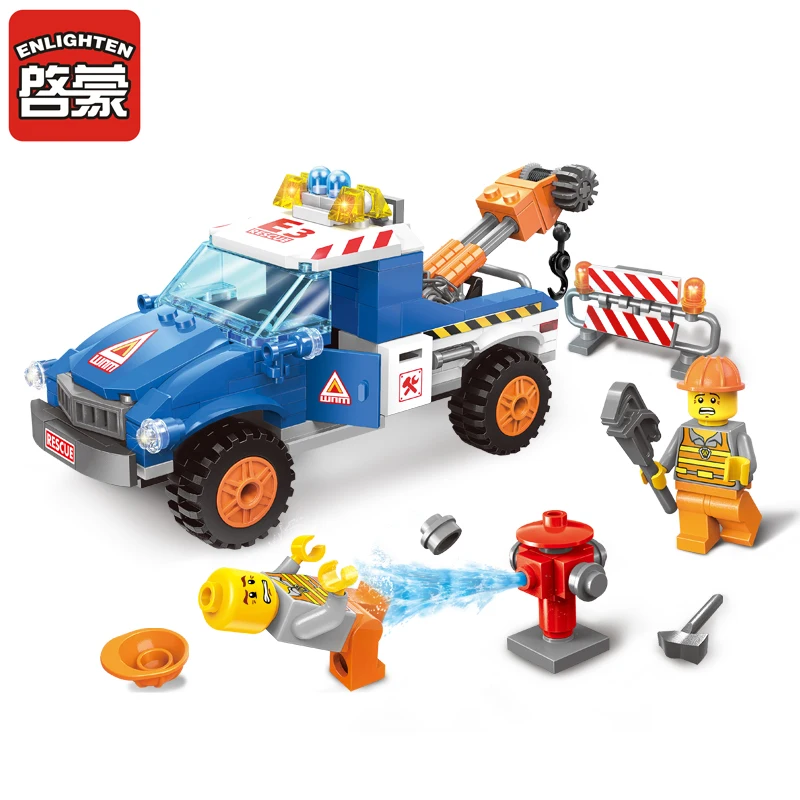 

Enlighten NEW 1109 207Pcs City Series Road Wrecker Compatible Building Blocks Kids Educational Bricks minis Toys