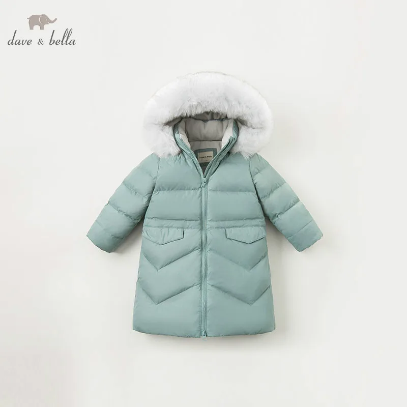 

DBK8777 dave bella winter kids girls 5Y-13Y down jacket children 90% down padded coat kids hooded outerwear with big fur