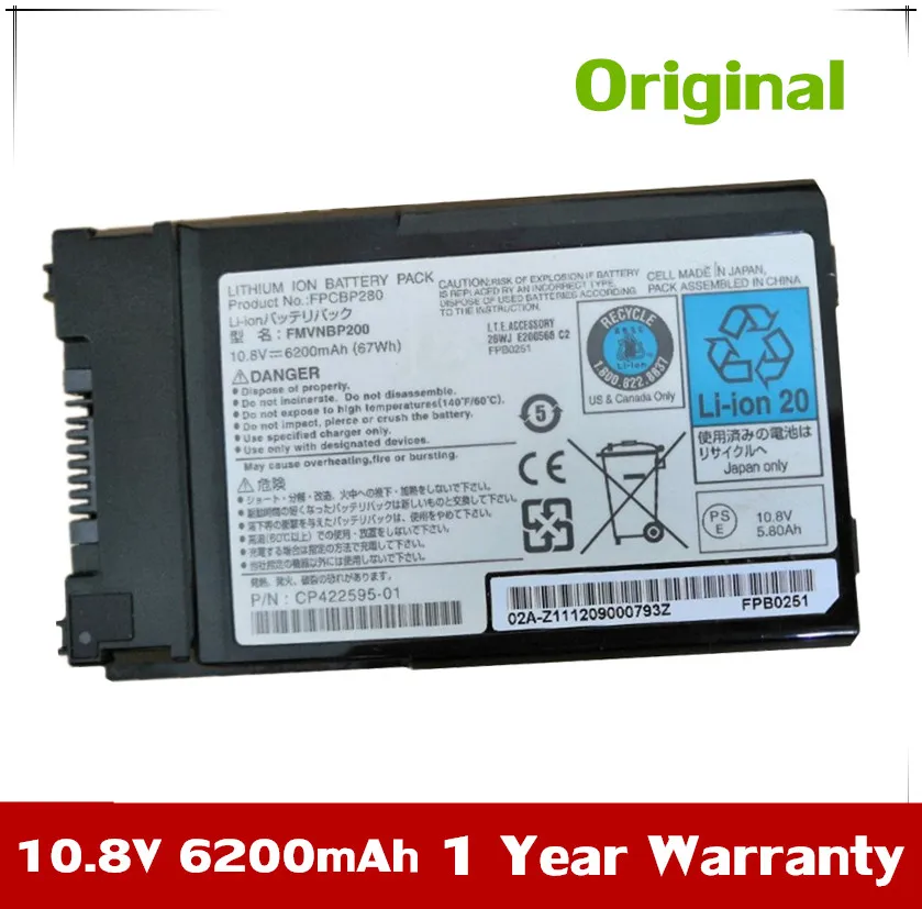 

7XINbox 10.8V 6200mAh 67Wh Original FMVNBP200 FMVNBP171 FPCBP280 FPCBP215 Laptop Battery For Fujitsu FMVNBP200 FMVNBP171