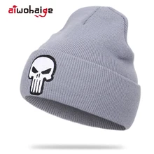 Новинка, высокое качество, вышивка черепов, зимняя теплая вязаная шапочка, Каратель, крутые шапочки для женщин и мужчин, Justiceiro, Castigador, шапка