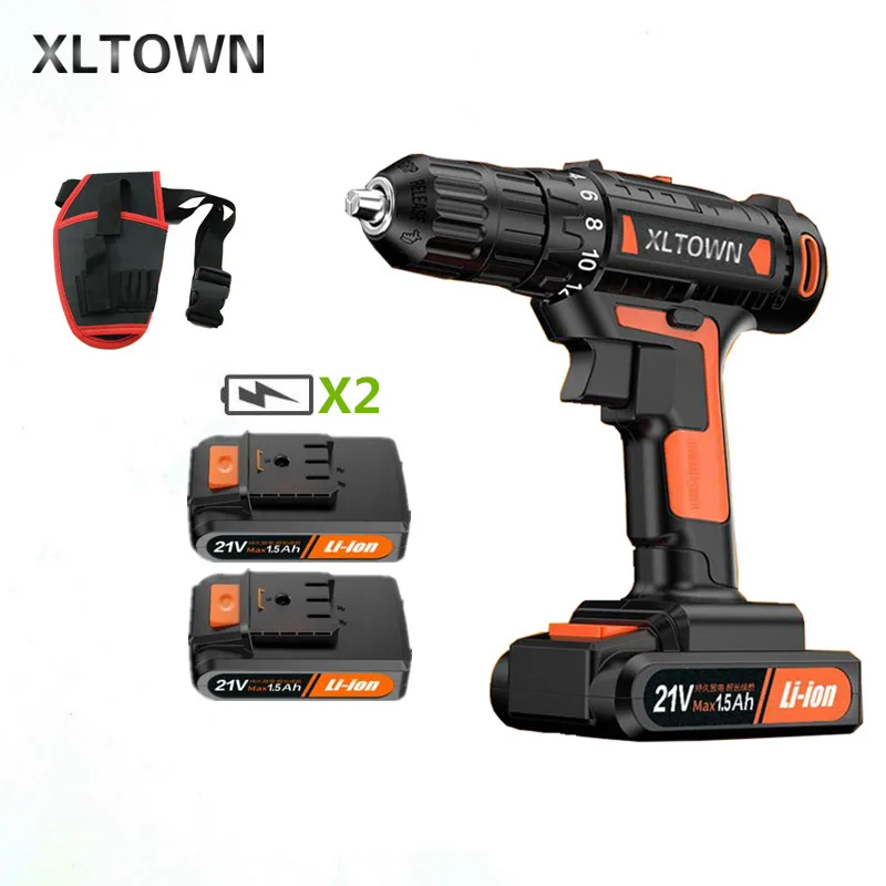 Xltown 21v Mini Drill Rechargeable Lithium Battery Electric Screwdriver with 2 battery Large Torque Household Power Tools | Инструменты