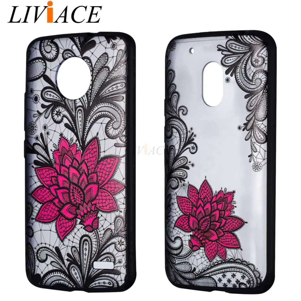 

Relief lace Flower Pattern tpu Case For motorola E4 EU/ E4 PLAY silicone Back Cover for MOTO E4PLAY MOTOE4 5.0